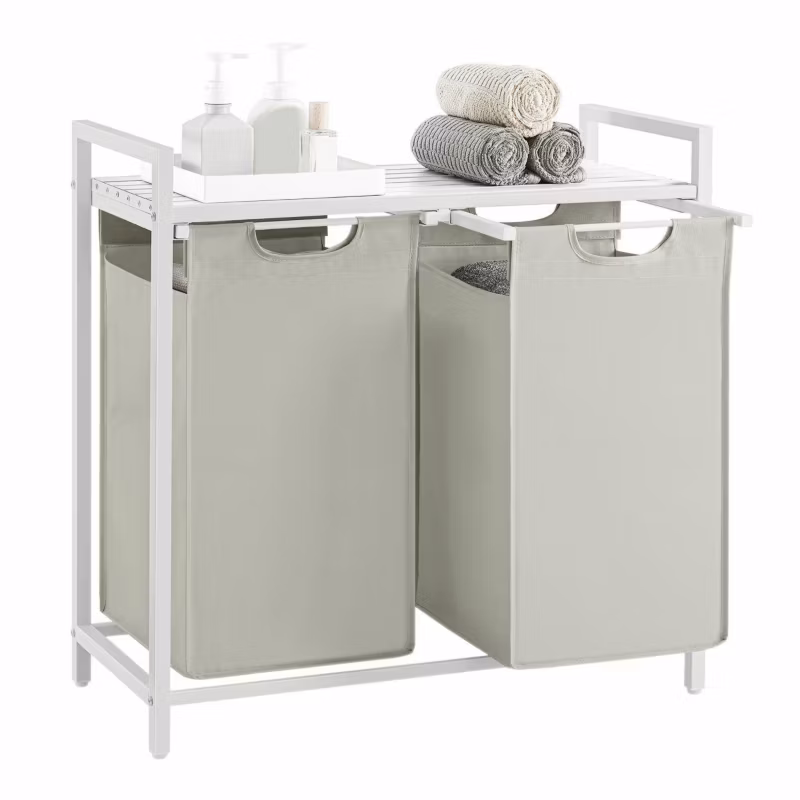 Kosz na pranie LOFT Songmics 2x46l dwie wysuwana komory biały 1 szt.