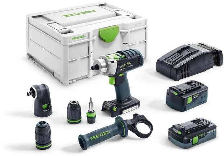 Akumulatorowa wiertarko-wkrętarka udarowa QUADRIVE PDC 18/4 5,2/4,0 I-Set/XL-SCA 576469 Festool + 2 x akumulator + ładowarka + kufer