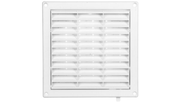 Kratka wentylacyjna 130x130mm fi 125mm biała żaluzja+sznurek T34