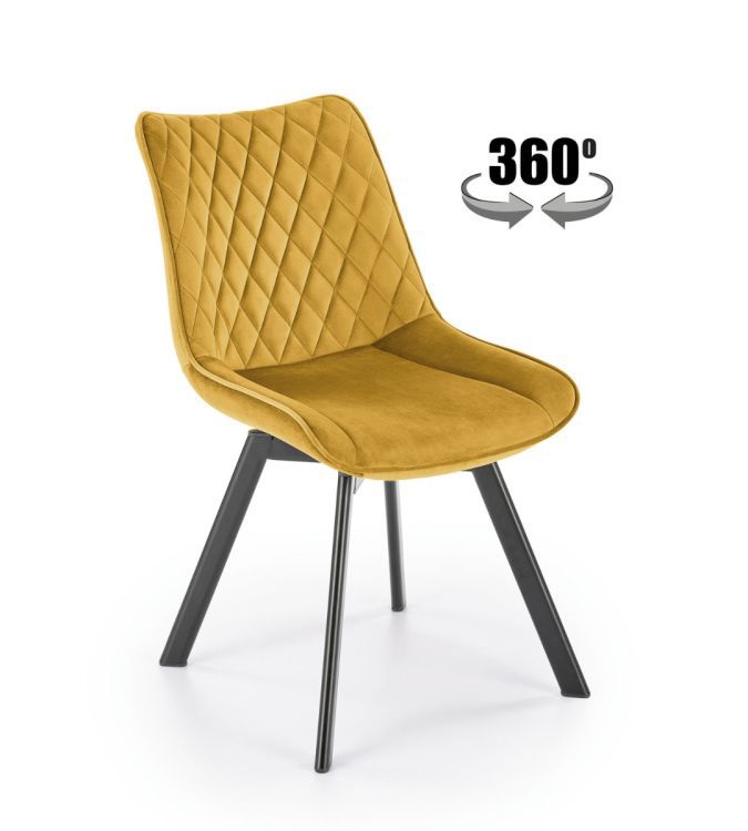 Krzesło Halmar tapicerowane K520 VELVET musztardowe obracane 1 szt