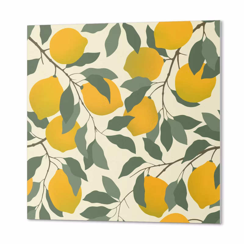 Komplet Kafelków Samoprzylepnych ArtPrintCave 50×50 cm Lemonowy wzór botaniczny 4 szt.