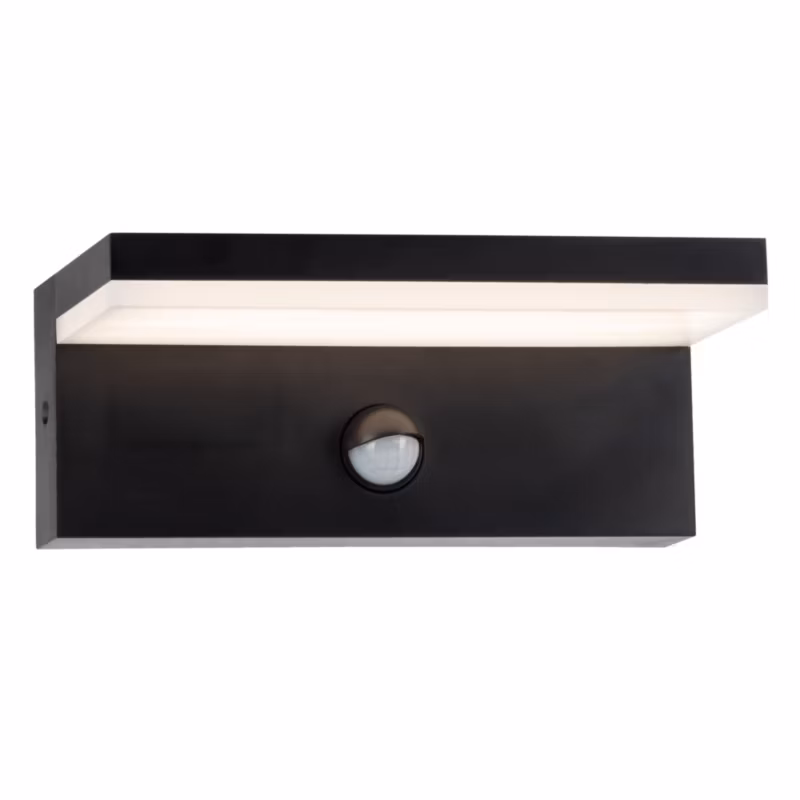 Kinkiet zewnętrzny z czujnikiem Polux Tesa czarny LED 10W 4000K 1100lm IP54 wym: 8,2 x 21 x 9 cm tworzywo sztuczne – 1 szt.