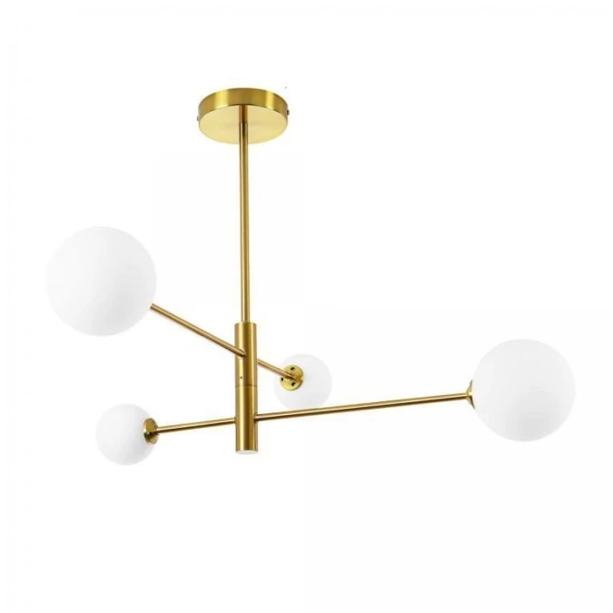 Stylowa lampa sufitowa DORADO z ruchomymi złotymi ramionami i szklanymi kloszami LP‑002/4P Light Prestige