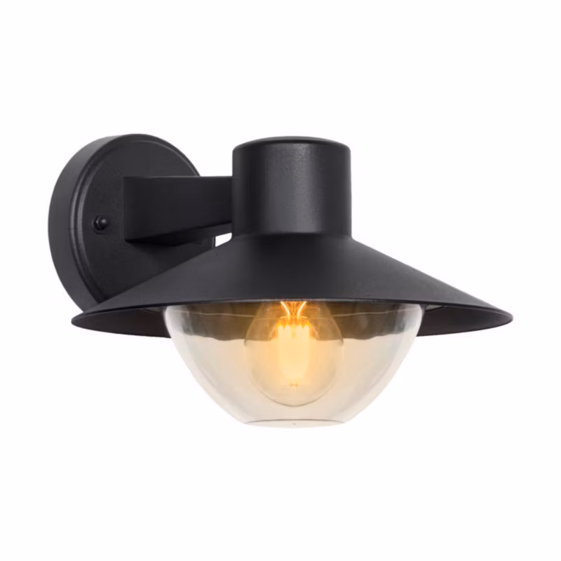 Kinkiet ścienny zewnętrzny Candellux Cosmos czarno-przezroczysty 1 x E27 x 40W IP44 wym: 18 x 26 x 24 cm – 1 szt.