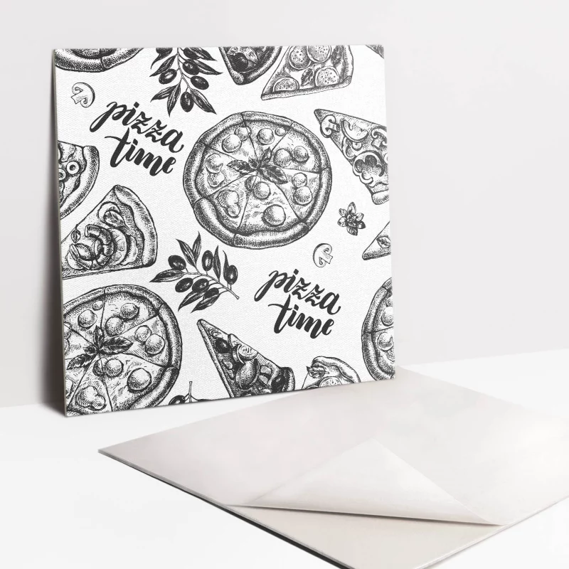 Kafelki samoprzylepne Tulup 30×30 cm Czarno białe motywy pizzy 9 szt.