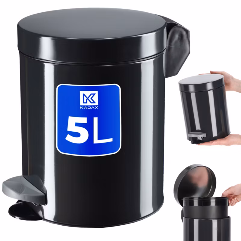 Kosz Na Śmieci KADAX Odpady 5L Pojemnik Z Pedałem Czarny 1 szt.