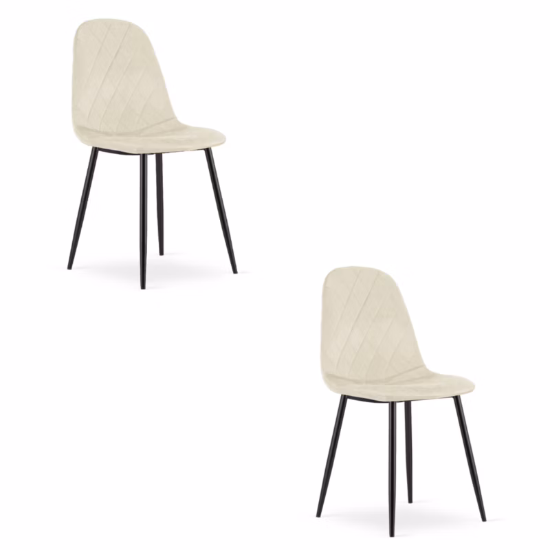 Krzesło EDANTI, beż aksamit nowoczesny design 2 szt.