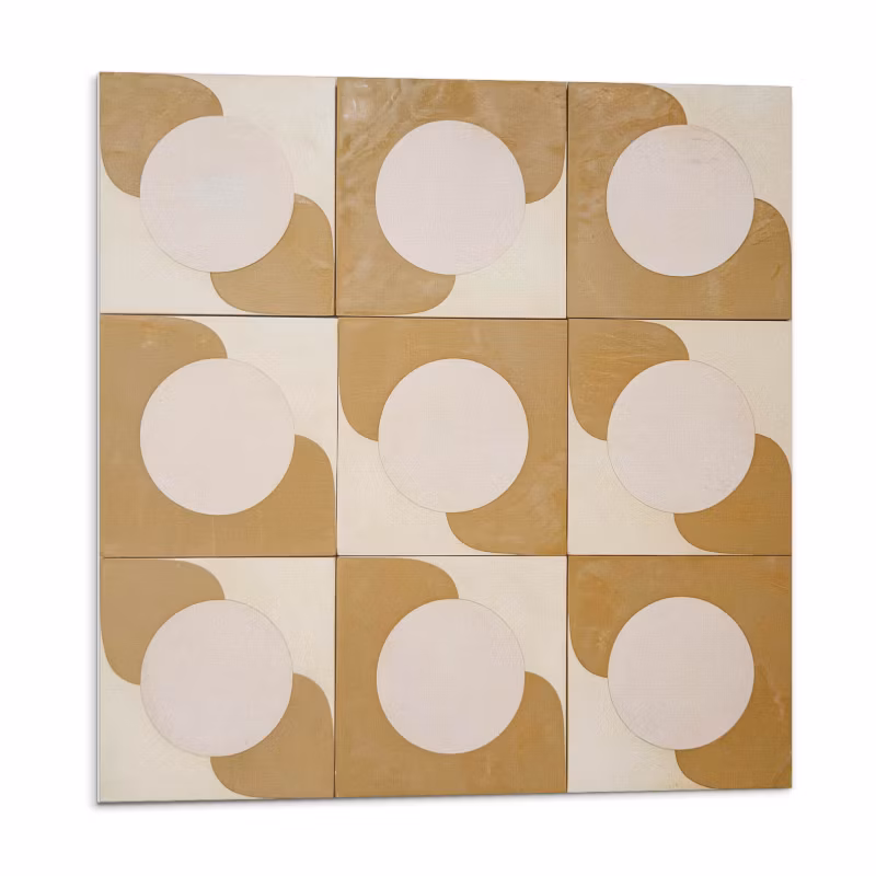 Kafelki samoprzylepne Wallfluent 30×30 cm Motyw kół i łuków w geometrycznym stylu 9 szt.
