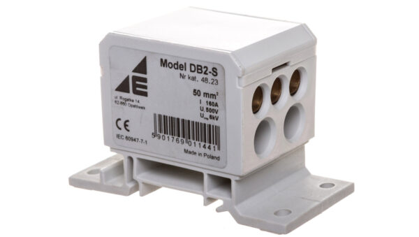 Blok rozdzielczy 2×4-50mm2/2×4-35mm2/3×2,5-25mm2 szary montaż płaski i na szynie TH DB2-S 48.23