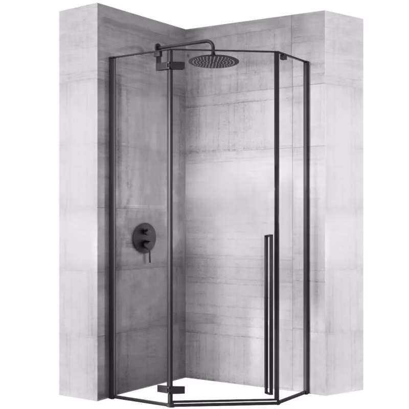 Kabina Prysznicowa Narożna Rea Diamond 80X80X195Cm Czarny 1 Szt