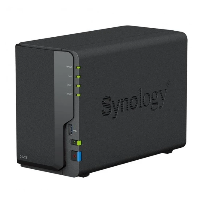 Synology DS223 2‑zatokowy serwer NAS, ARM, 2GB RAM, 1GbE RJ‑45, Tower