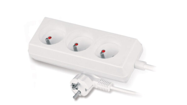 Przedłużacz 3-gniazda z/u 10A 5m /OMY 3×1/ biały PS-370