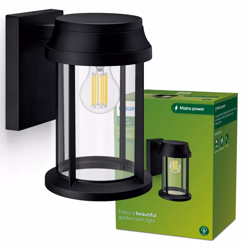 Kinkiet zewnętrzny Philips elewacyjny Bellini E27 IP44 okrągły czarny 1 szt.