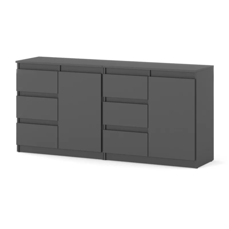 Komoda Hurtownia-Mebli Szuflady 6 Agna Mini 160cm Szary Mat Szary Mat 160x35x75 cm 1szt.
