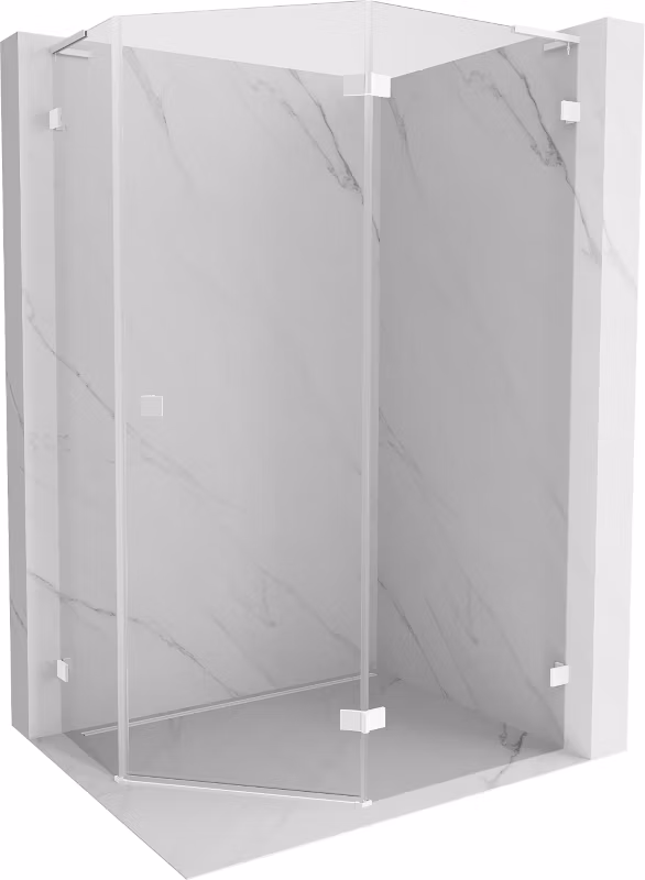 Kabina prysznicowa Mexen Lunar L pięciokątna uchylna prawa 100 x 80 cm transparent biała 1 szt.
