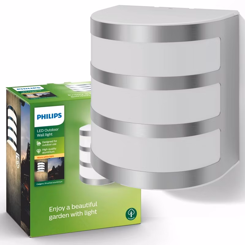 Kinkiet Ogrodowy Calgary Philips Lampa Elewacyjna Zewnętrzna LED 3.2W 270lm 2700K IP44 Srebrna 1 szt.
