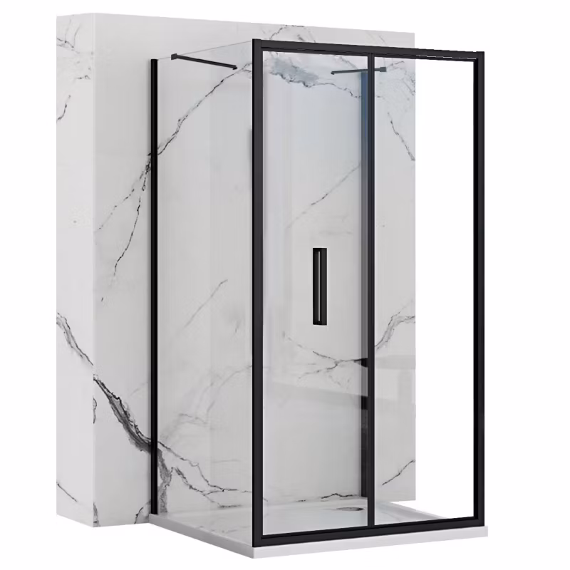 Kabina Prysznicowa Przyścienna Rapid Fold Black 90X80X195Cm 1 Szt