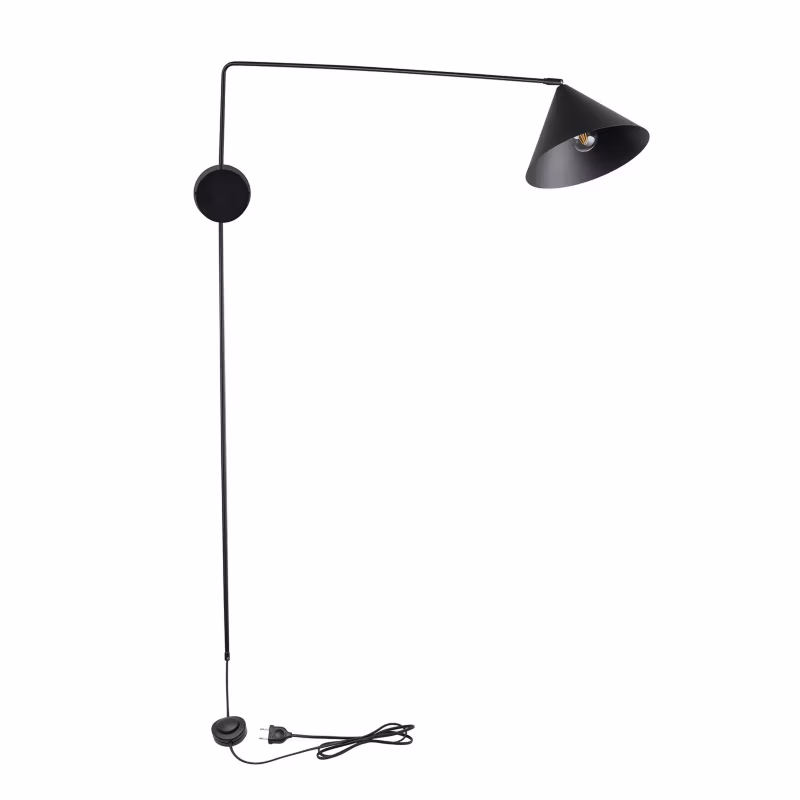Kinkiet ścienny Sigma Lighting Magic czarny z włącznikiem styl minimalistyczny 1 x E27 x IP20 wym: 135 x 23 x 93 cm – 1 szt.