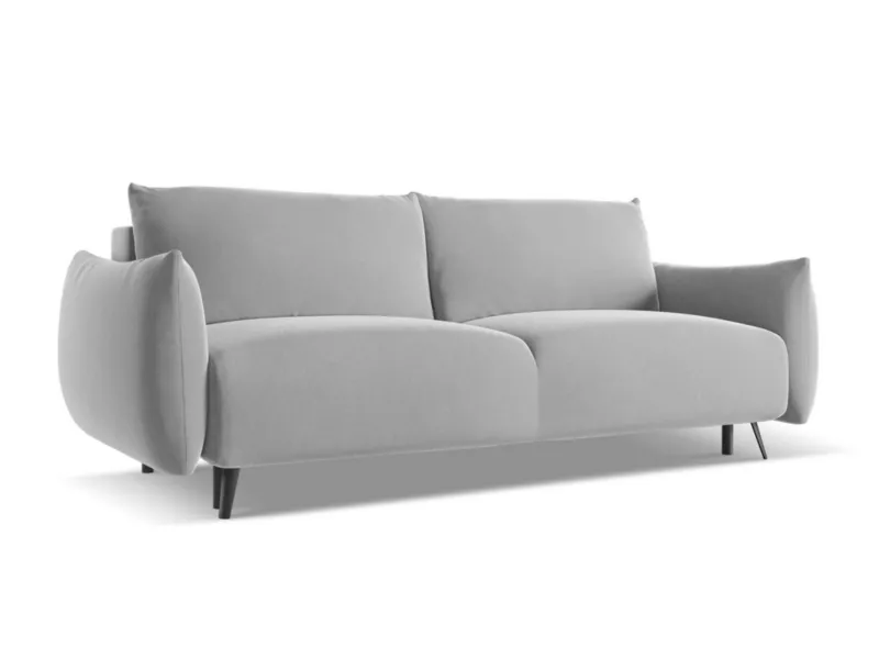 Kanapa 3-osobowa z funkcją spania LaMiaSofa GENOVA z tkaniny welwetowej 230×105 cm szary 1 szt.
