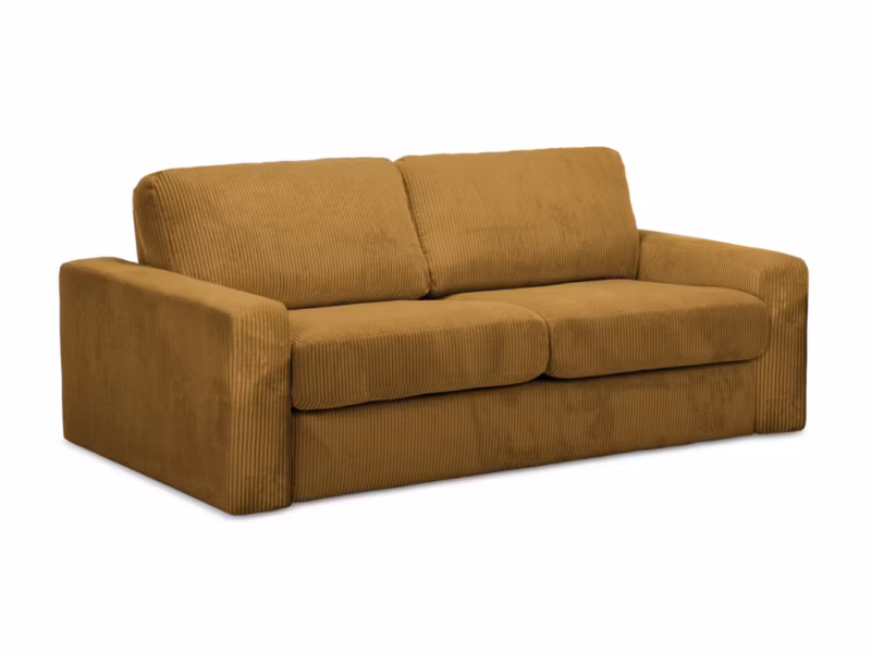 Kanapa 3-osobowa z funkcją spania LaMiaSofa COMO z tkaniny sztruksowej 195×100 cm musztardowy 1 szt.