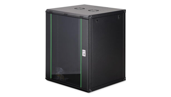 Szafa sieciowa wisząca Dynamic 19 16U rack 600×600, drzwi szyba, czarny, niezłożona, 60kg DN-37115