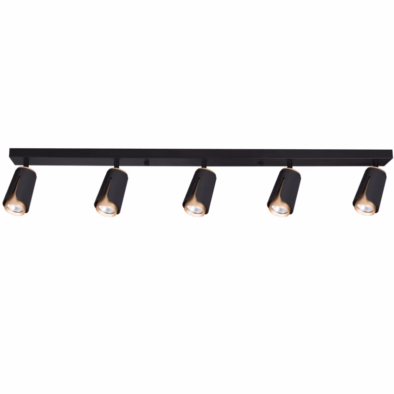 Kinkiet LED XUDO 5-punktowy GU10 Regulowany Lampa Listwa Czarno-Złoty 1 szt.