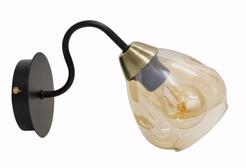 Kinkiet ścienny Candellux Unica czarny-mosiądz-złoty-bursztynowy 1 x E27 x 40W IP20 wym: 20 x 28 x 12 cm – 1 szt.