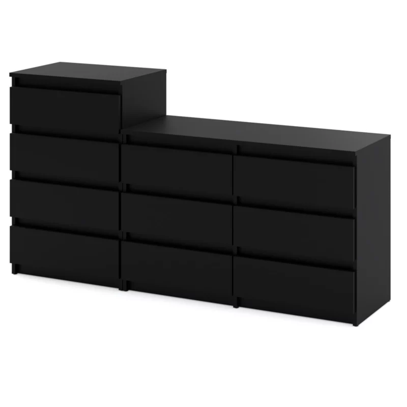 Komoda Hurtownia-Mebli Szuflady 10 Zestaw komód Hugo 64 160cm Czarny Mat Czarny Mat 160×33.5×92.5 cm 1szt.