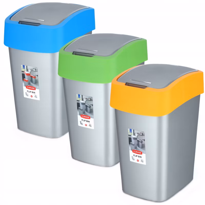 Kosz na śmieci Curver Flip Bin 10L, 3 szt.