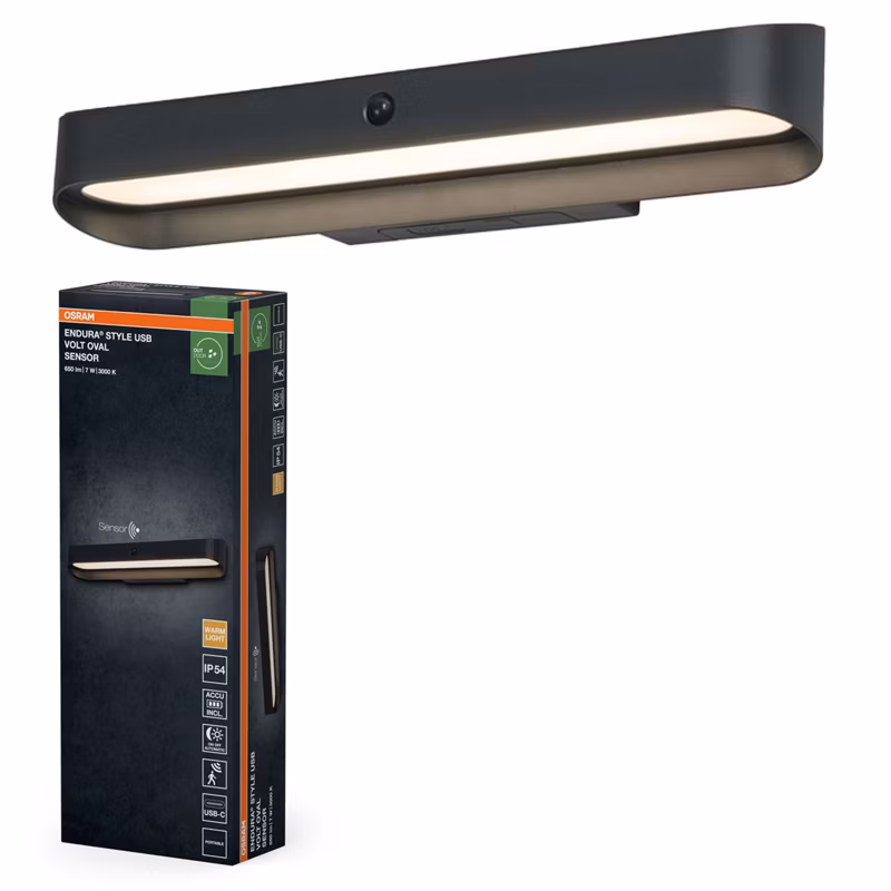 Kinkiet Ogrodowy Endura Osram Lampa LED z Czujnikiem Ruchu i Zmierzchu 7W 265lm 3000K Ściemnialna Szary IP54 1 szt.