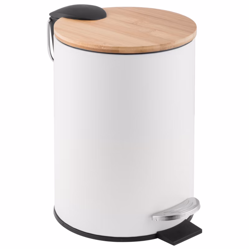 Kosz na śmieci VINI – Yoka Home do łazienki 3l biały bambus Soft Close – 1 szt.