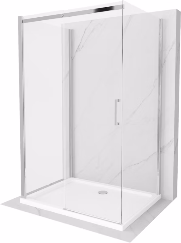 Kabina prysznicowa Mexen Omega 3-ścienna rozsuwana 140 x 80 cm transparent chrom + brodzik Flat825-140-080-01-00-3s-4010 1 szt.