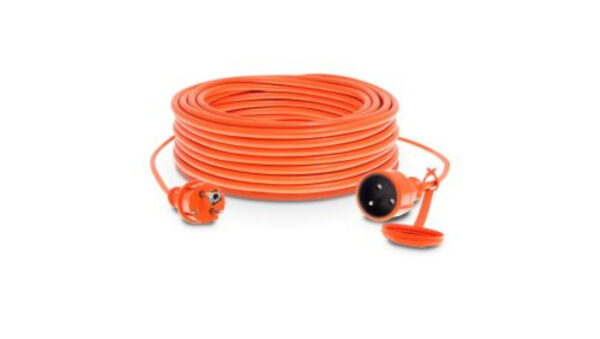 Przedłużacz ogrodowy 1-gniazdo z/u 25m /H05VV-F 3×1/ 10A IP44 pomarańczowy