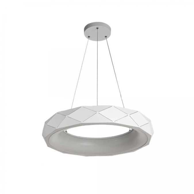 Stylowa lampa wisząca Reus LED z dekoracyjnym białym kloszem do jadalni LP‑8069/1P LED WH Light Prestige