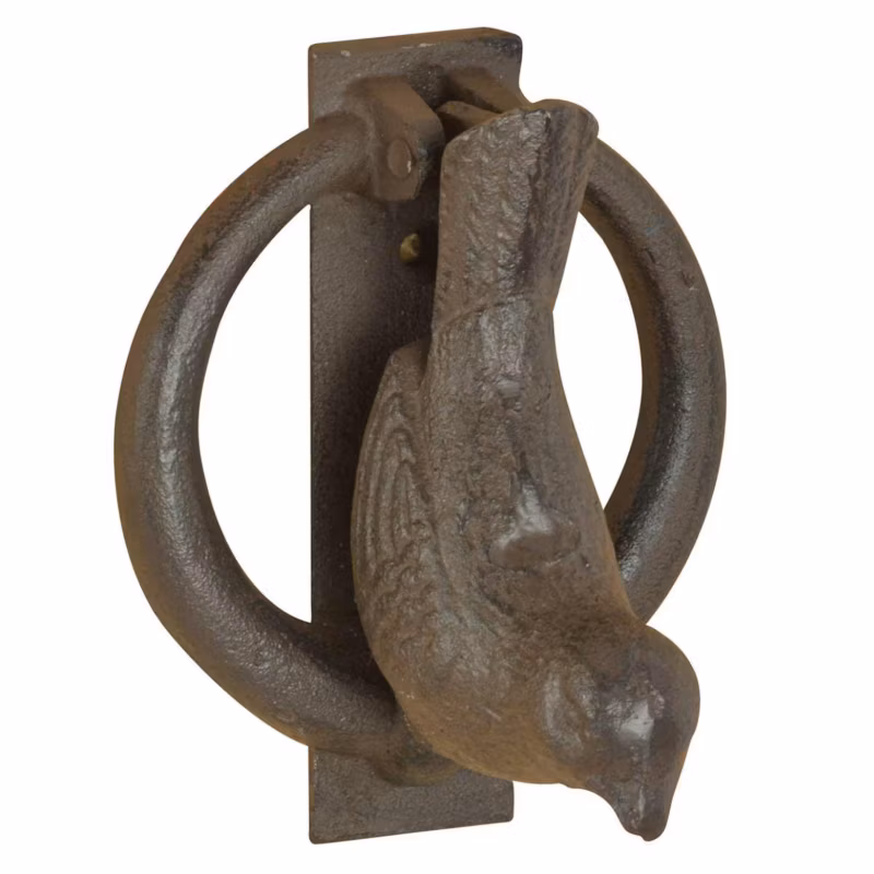 Kołatka do drzwi Ptaszek Esschert Design żeliwna brązowa 11,5×9 cm 1 szt.