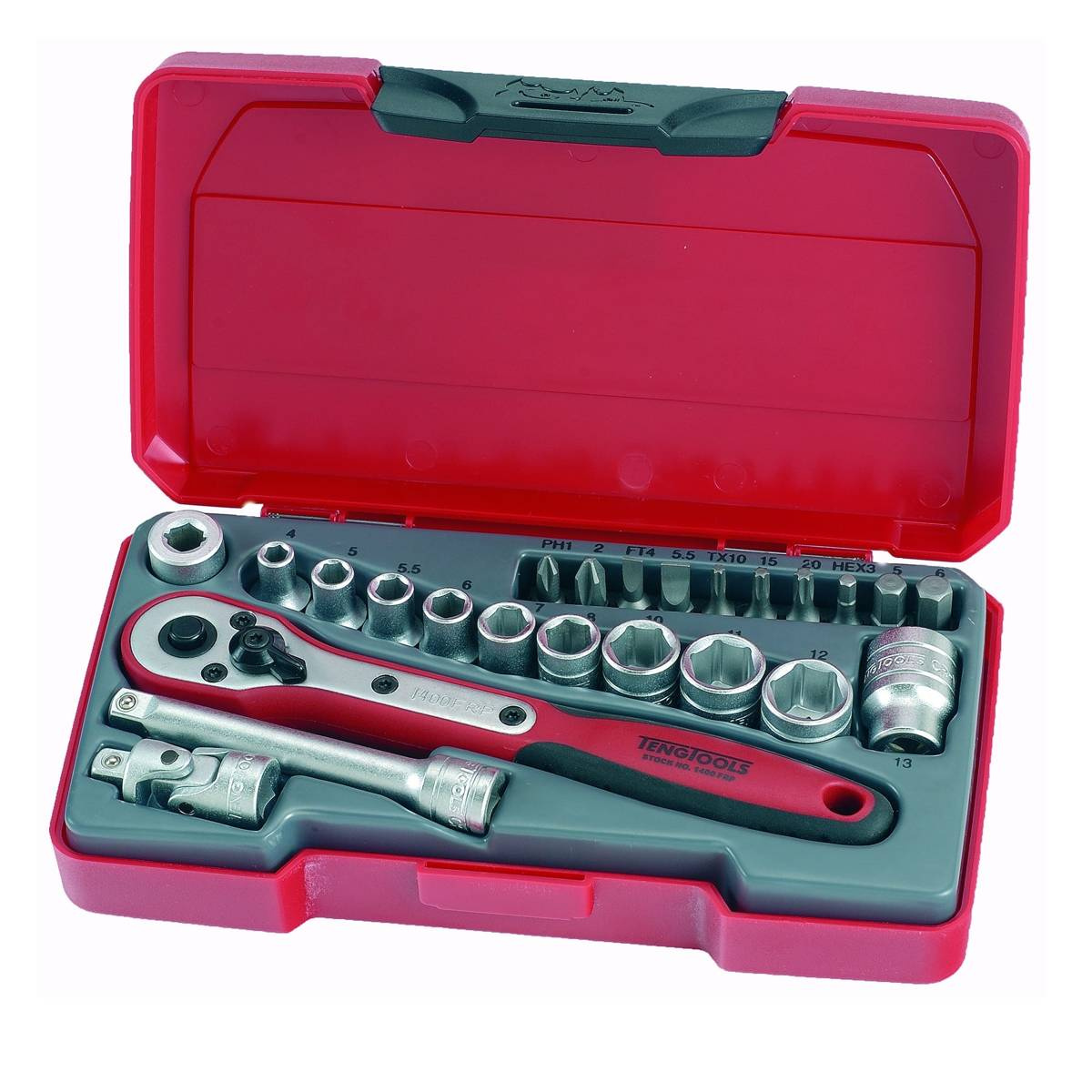 Zestaw kluczy nasadowych Teng Tools T1424 – chwyt kwadratowy 1/4″