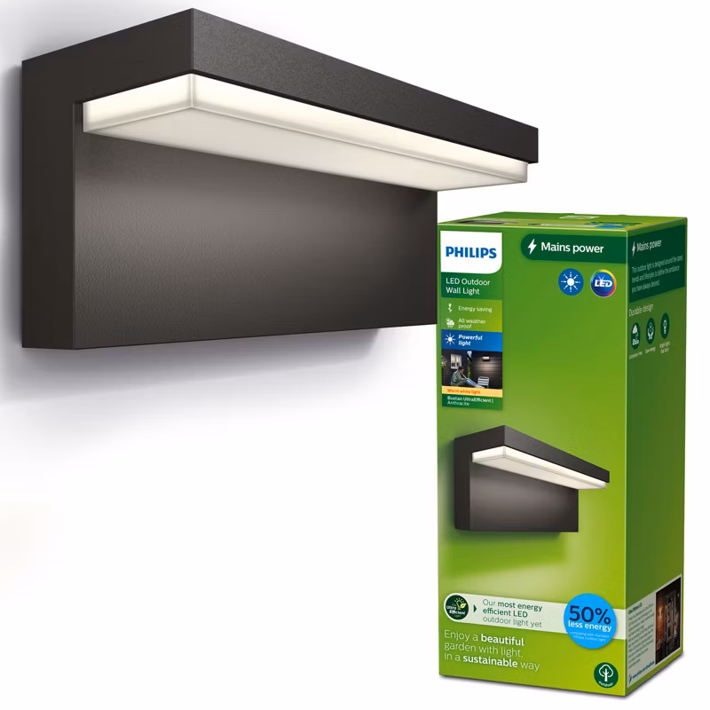 Kinkiet Ogrodowy Bustan Philips Lampa Elewacyjna Zewnętrzna LED 3.8W 800lm 2700K Antracyt 1 szt.