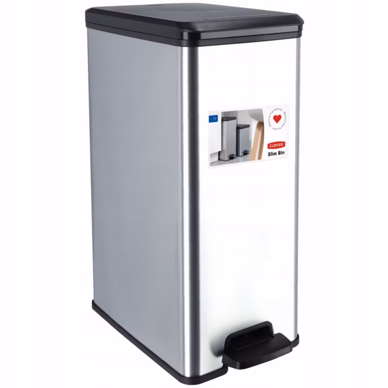 Kosz na śmieci Curver Slim Bin 40L, srebrny