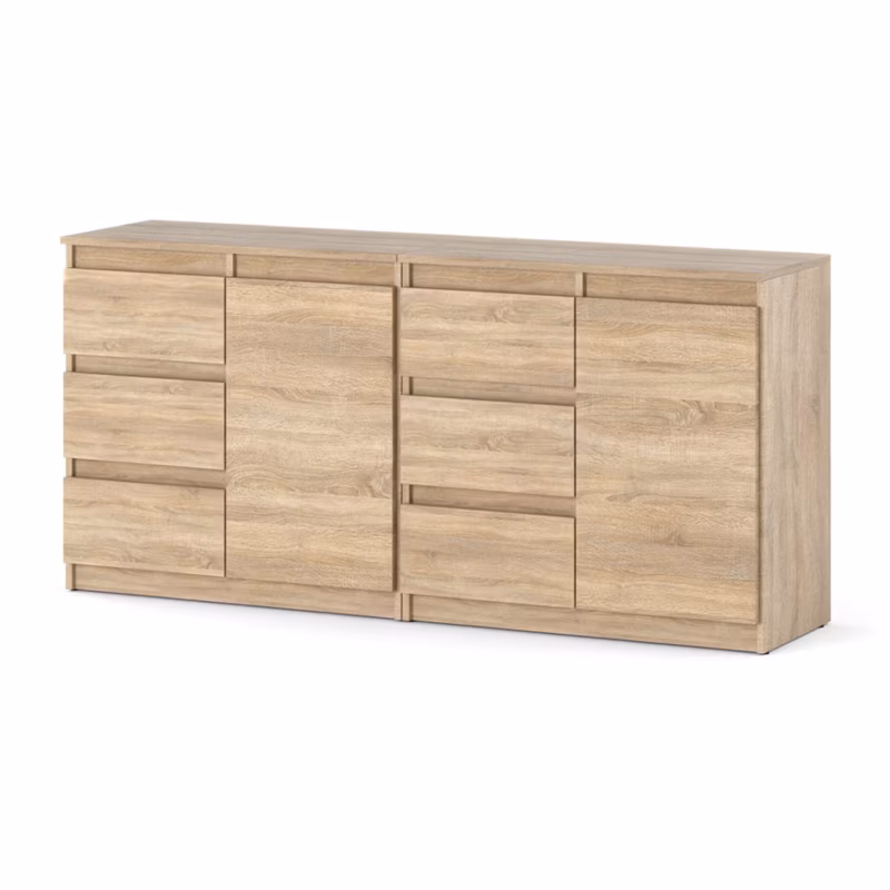 Komoda Hurtownia-Mebli Szuflady 6 Agna Mini 160cm Dąb Sonoma Dąb Sonoma 160x35x75 cm 1szt.