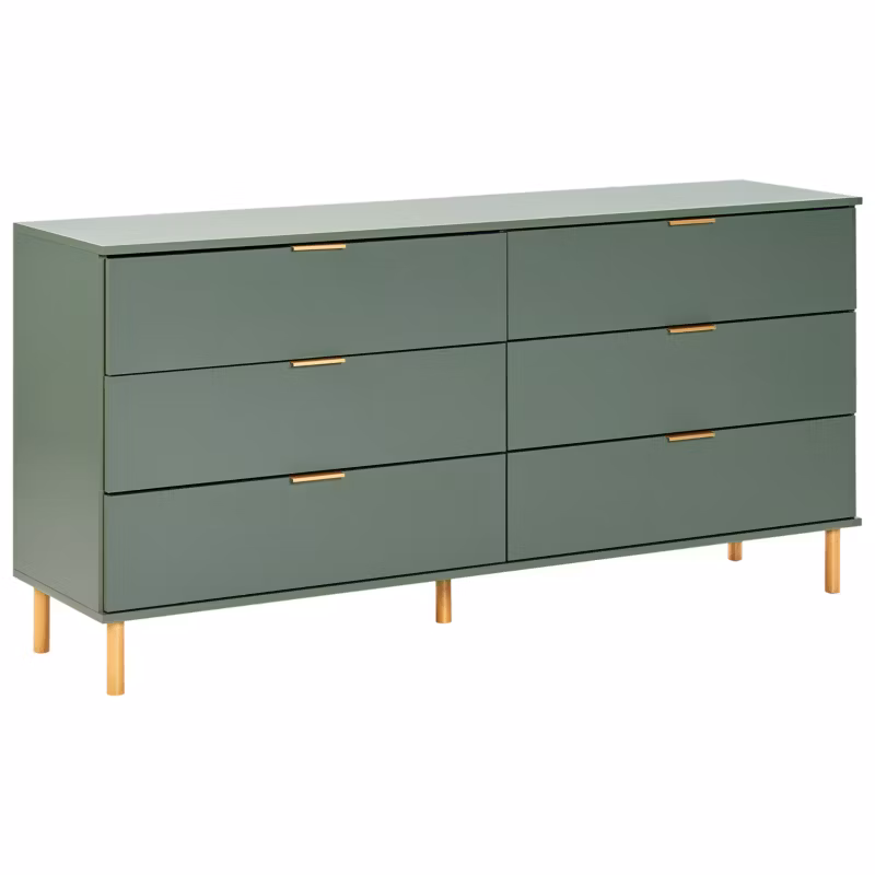 Komoda 6 szuflad Walpole Zielony 1 szt.