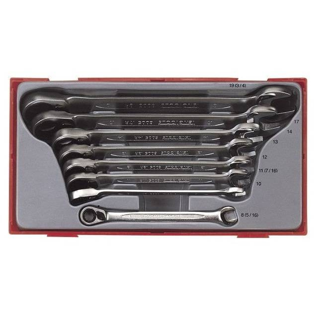 Zestaw kluczy Teng Tools TT6508R – 8 kluczy zapadkowych płasko-oczkowych