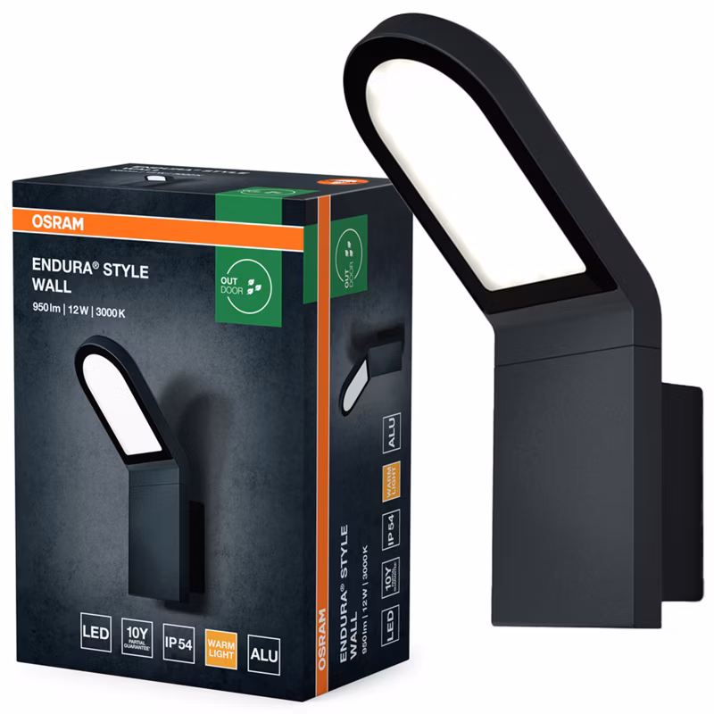 Kinkiet Ogrodowy Endura Osram Lampa Elewacyjna Zewnętrzna LED 12W 740lm 3000K Szary IP44 1 szt.