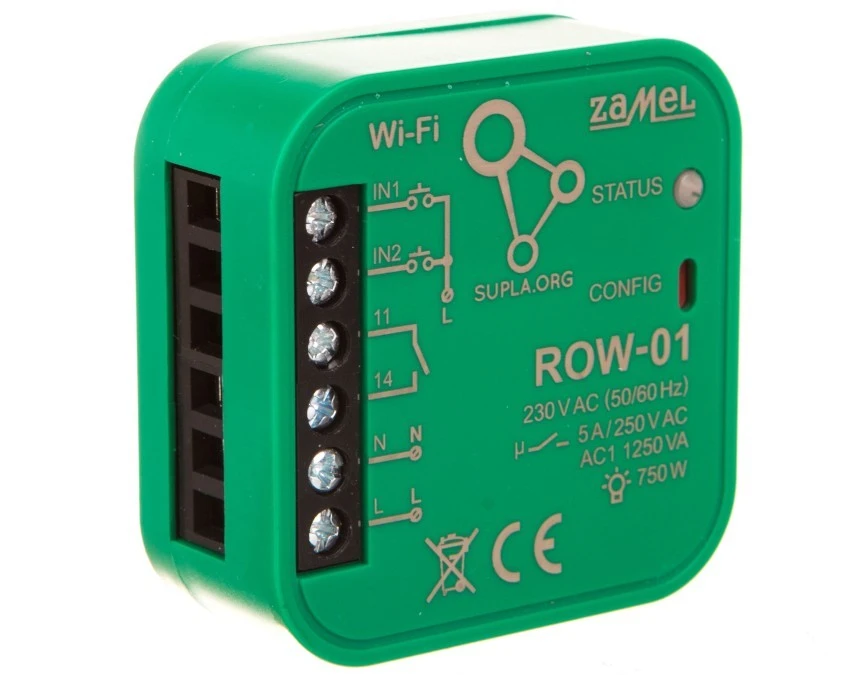 SUPLA Odbiornik dopuszkowy WI‑FI 1‑kanałowy dwukierunkowy ROW‑01 SPL10000001