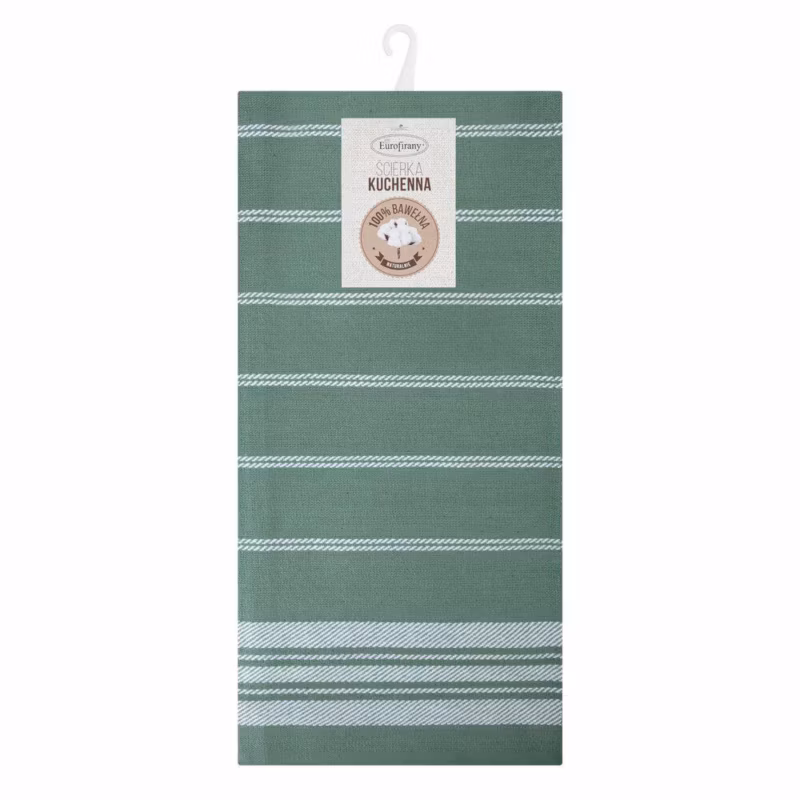 Komplet 2 ścierek RUBI Eurofirany 50 x 70 cm bawełniane zielone pasy 1 kpl