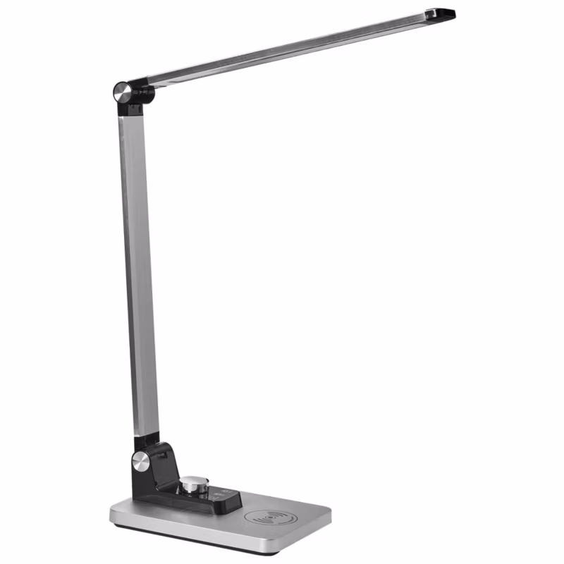 Lampa biurkowa LED Enif Z ładowarką indukcyjną Srebrny 1 szt.