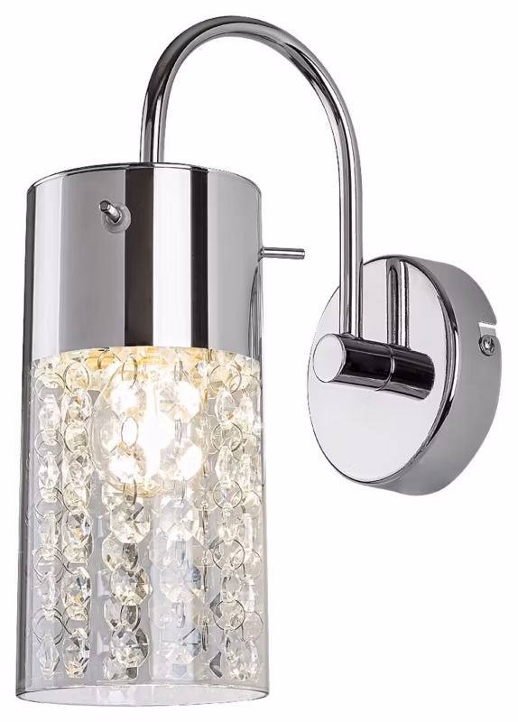 Kinkiet ścienny Rabalux Niagara chromowany przezroczysty szkło kryształowe 1 x E14 x 40W IP44 wym: 26,5 x 11,5 x 20 cm – 1 szt.