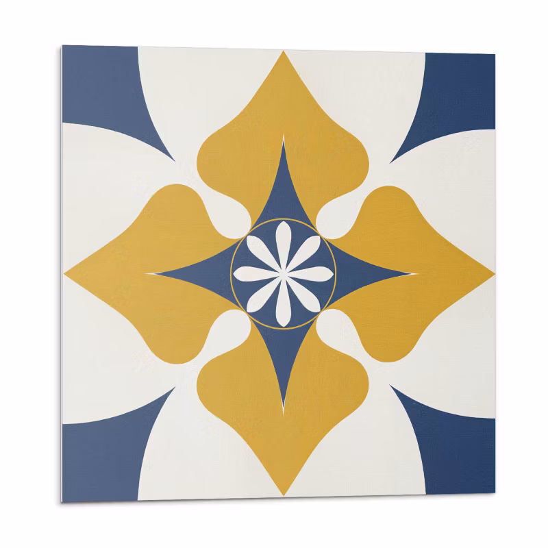 Kafelki samoprzylepne Wallfluent 50×50 cm Symetryczny wzór kwiatów w pastelowych tonach 4 szt.