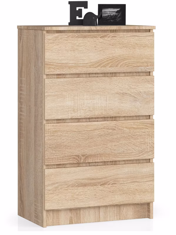 Komoda Akord K60 Dąb Sonoma 60 cm 4 szuflady kolor Dąb Sonoma mat 60x40x99 cm 1 szt.