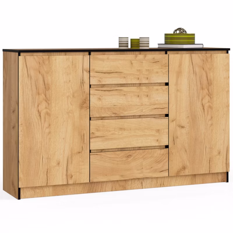 Komoda Akord K160 Dąb Craft 160 cm 2 drzwi 4 szuflady kolor Dąb Craft mat 4 półki 160x40x99 cm 1 szt.