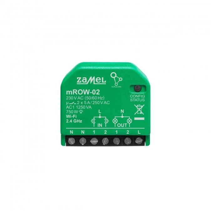 SUPLA Odbiornik dopuszkowy WI‑FI 2‑kanałowy dwukierunkowy miniaturowy mROW‑02 SPL10000037